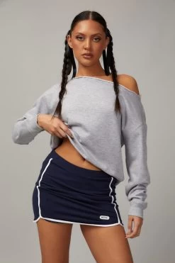 Slouchy Off Shoulder Crew